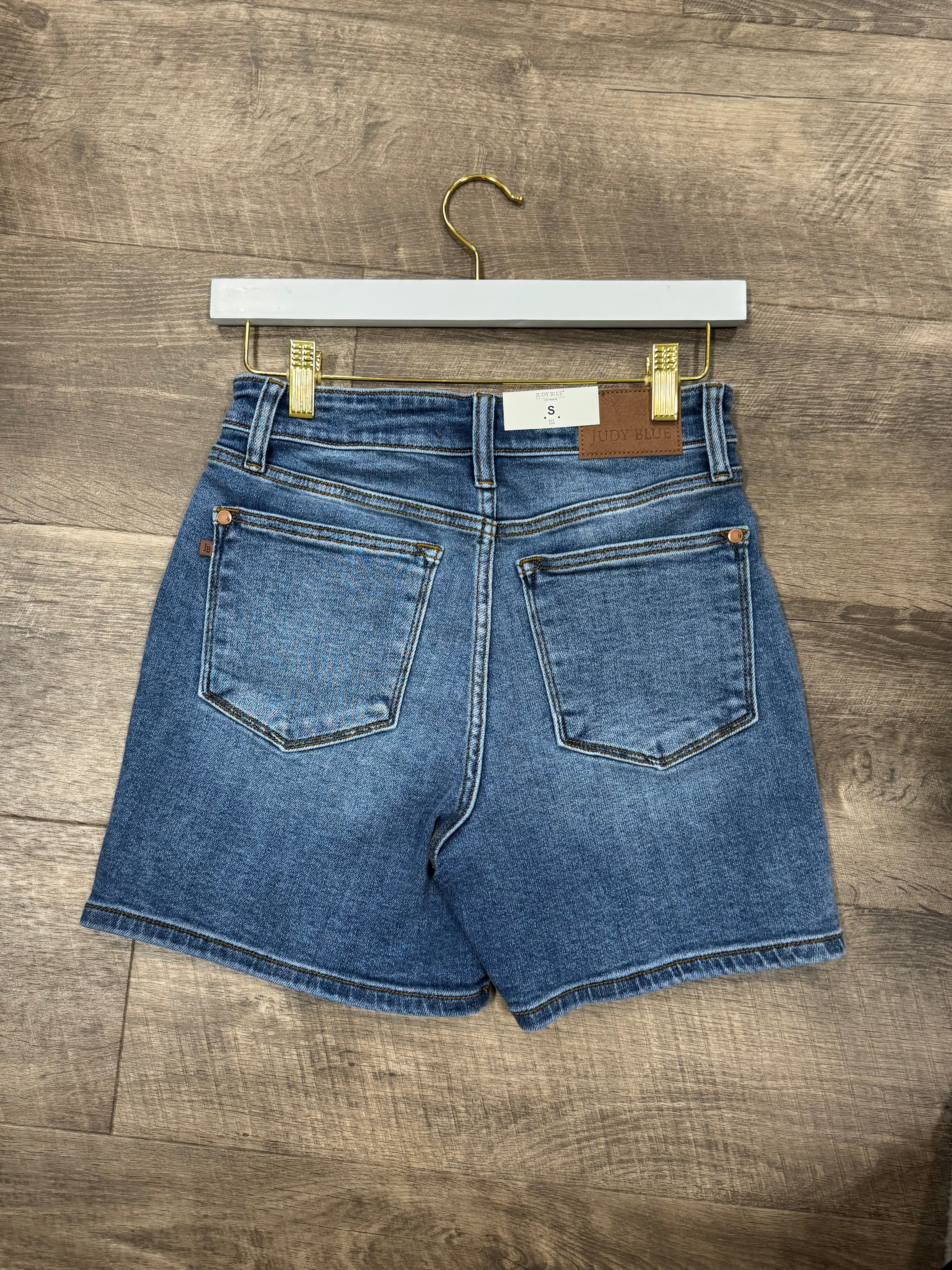 Judy Blue Mid Length Dad Shorts Double Button - Posh West Boutique