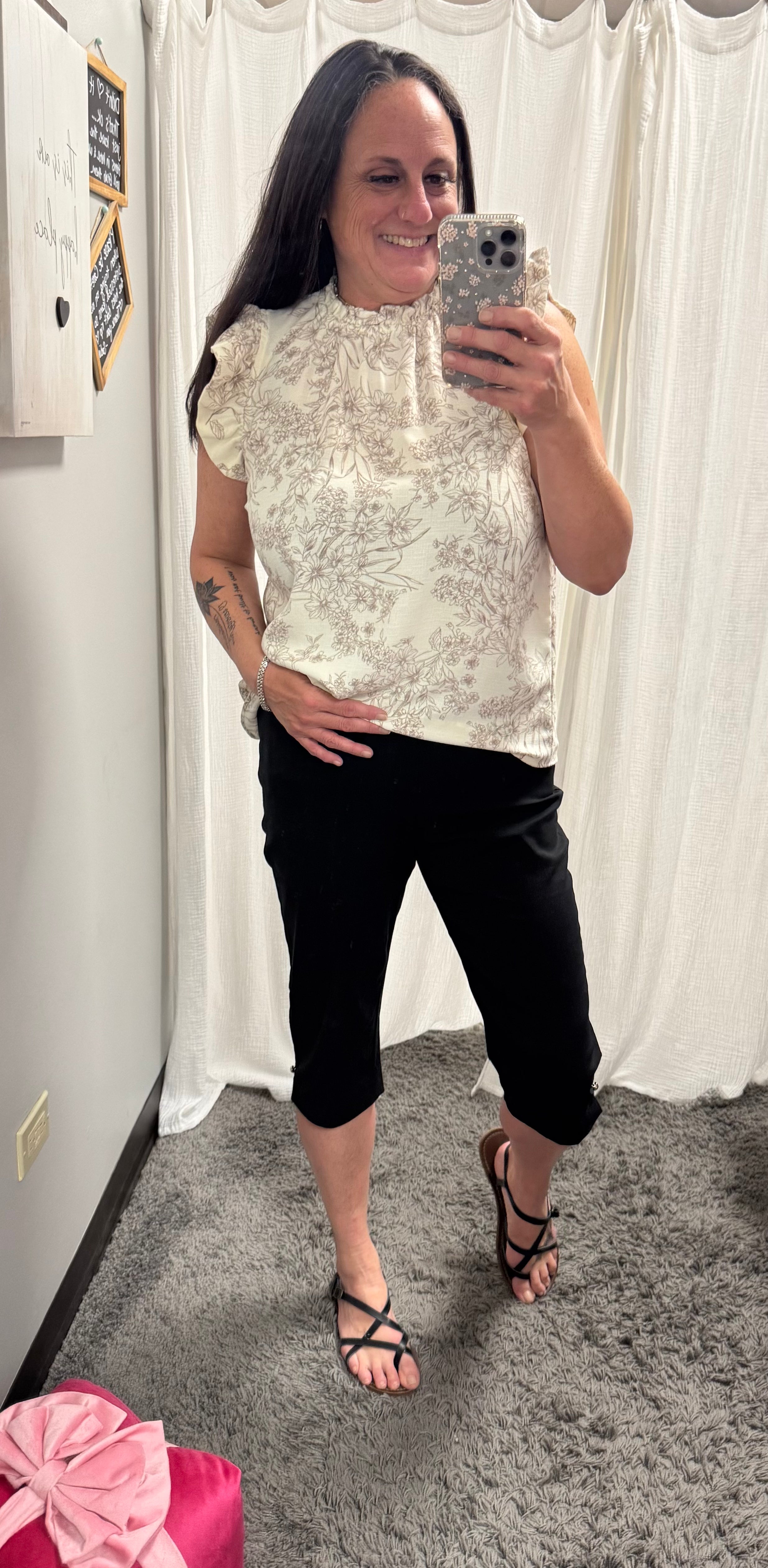 Brown Ruffle Sleeve Mock Neck Top - Posh West Boutique