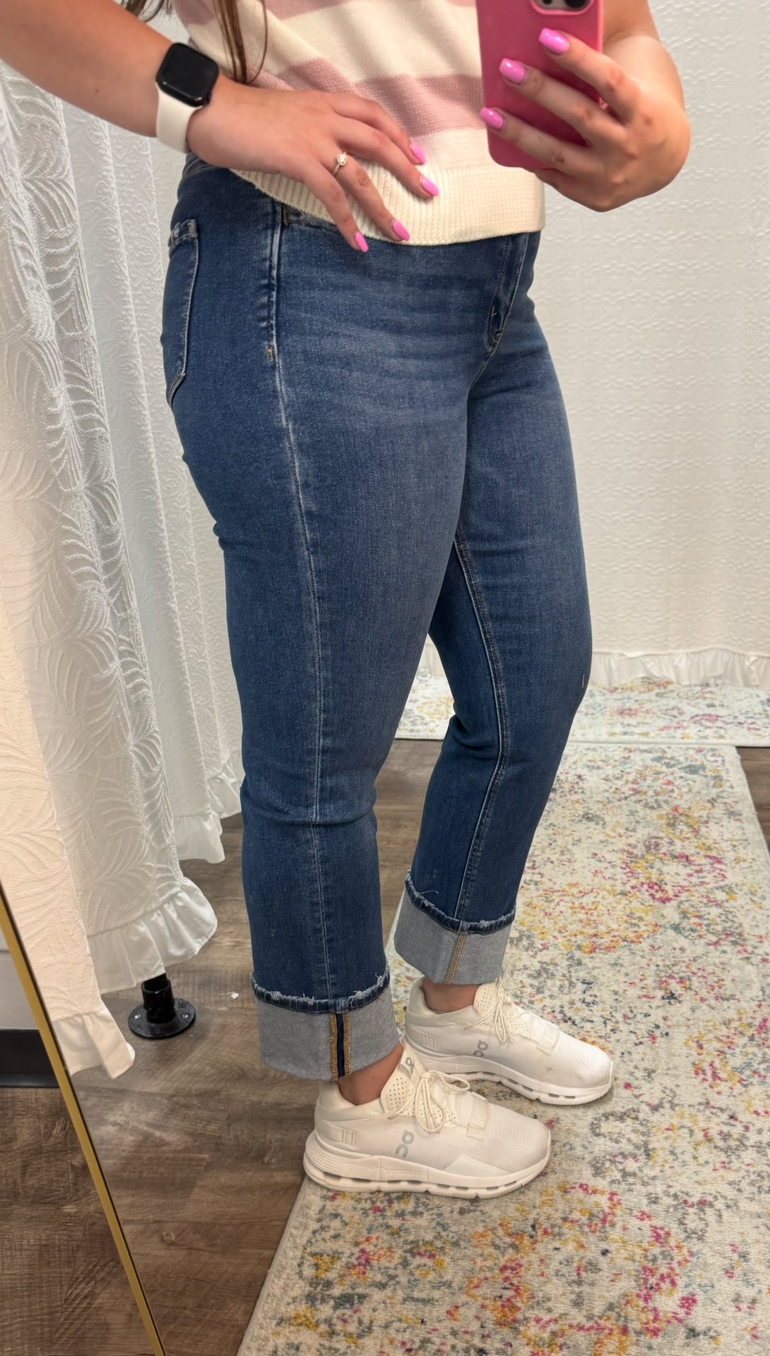 Vervet HR Cuffed Slim Straight Jeans - Posh West Boutique