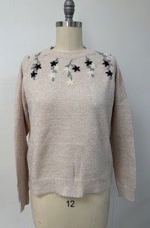 Luxurious Oatmeal Floral Sweater