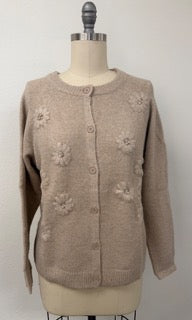 Luxurious Taupe Floral Cardigan - Posh West Boutique