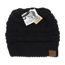 Black Fuzzy Lined Solid Classic CC Beanie Tail