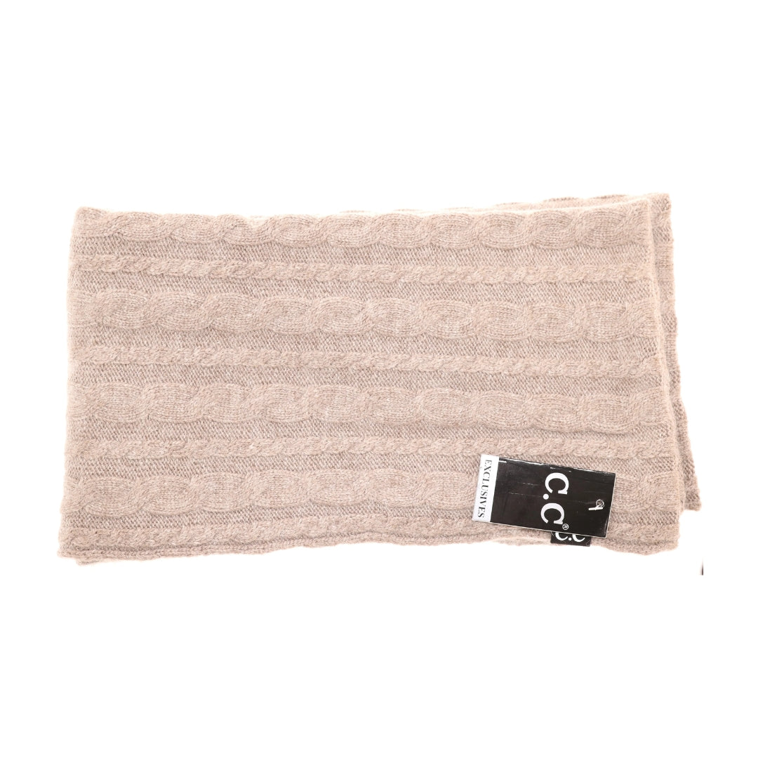 CC Infinity Cable Knit Scarf-Taupe - Posh West Boutique