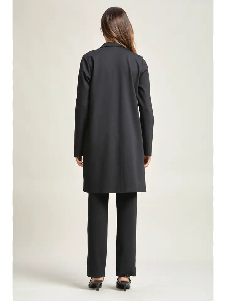 Double Knit Black Ponte Chic Midi Jacket - Posh West Boutique