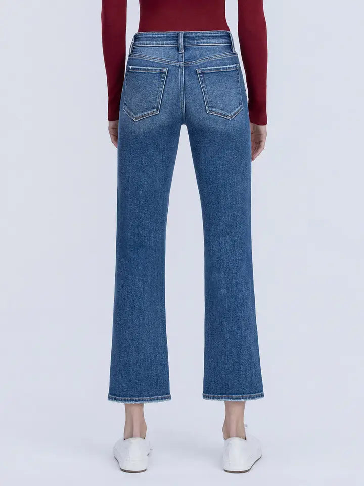 Vervet Mid Rise Medium Dark Wash Ankle Straight Jeans