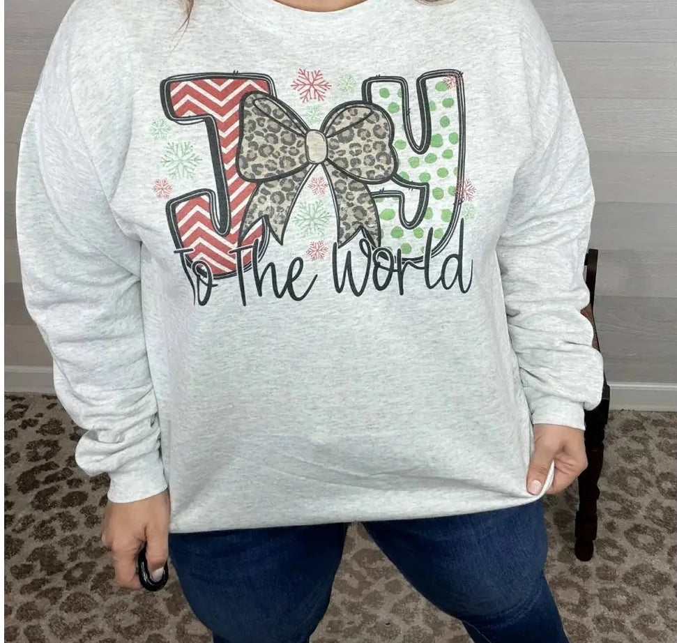 Joy To the World Holiday Graphic Sweatshirt - Posh West Boutique