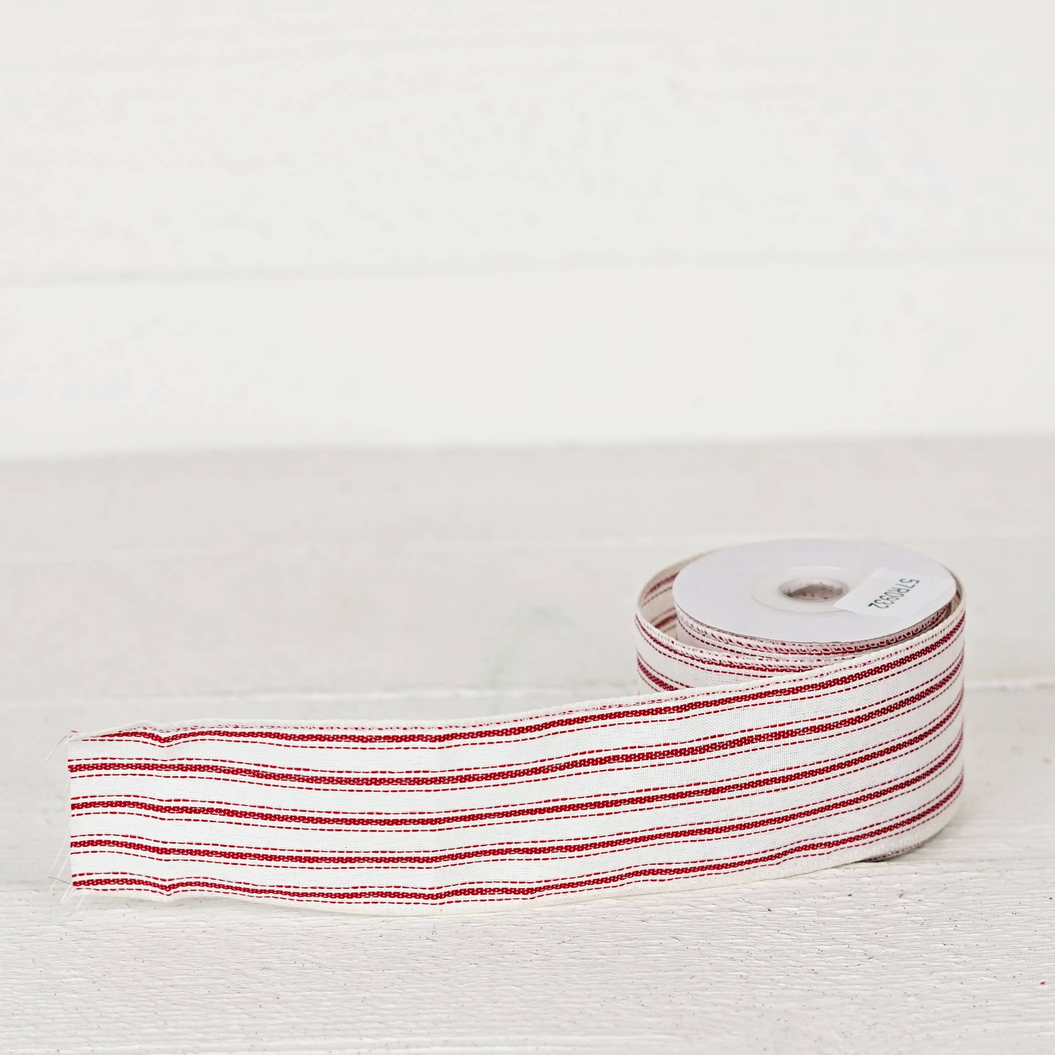 French Red White Stripe Wired Ribbon - Posh West Boutique