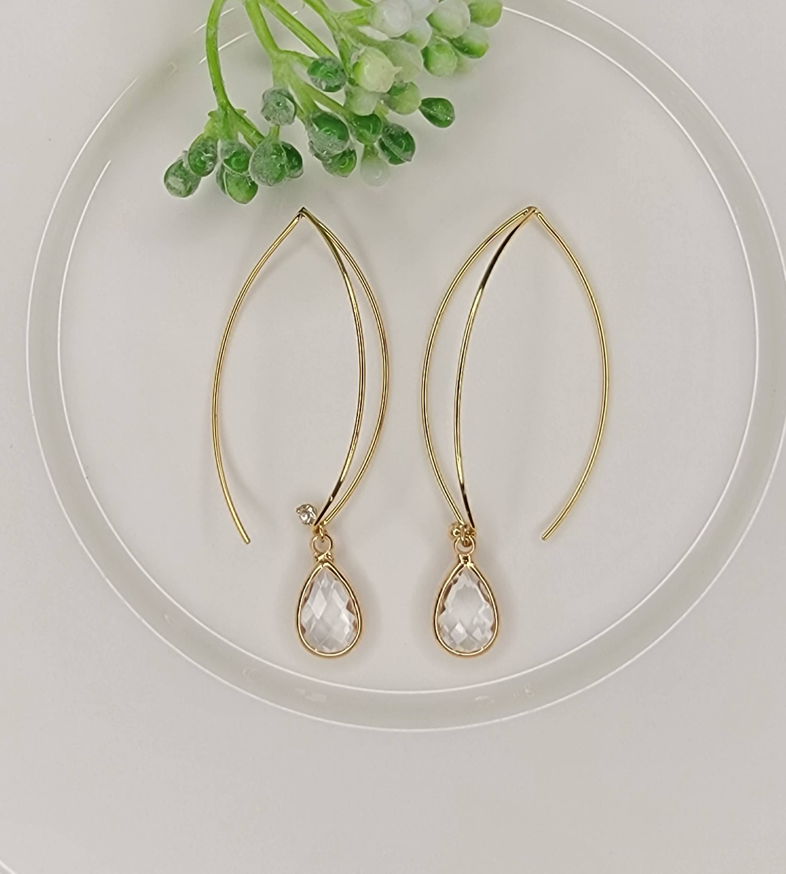 Gold Dangle Earrings with Charm - Posh West Boutique