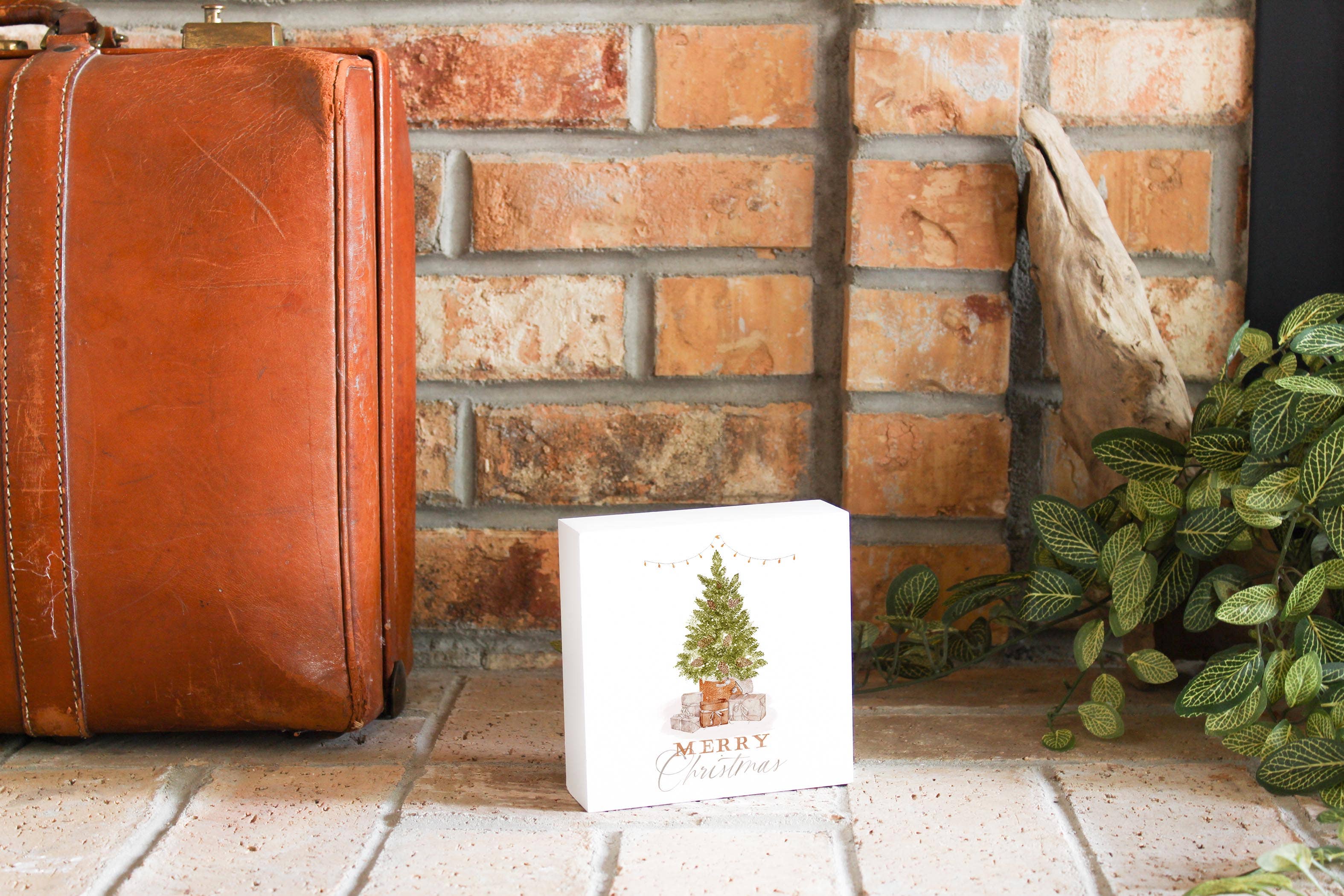 Merry Christmas Tree Wood Block Decor - Posh West Boutique