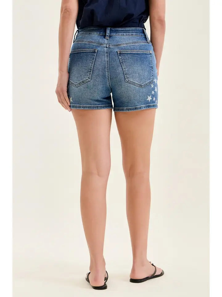 Judy Blue Hw Slim Short w/ Star Splatter - Posh West Boutique