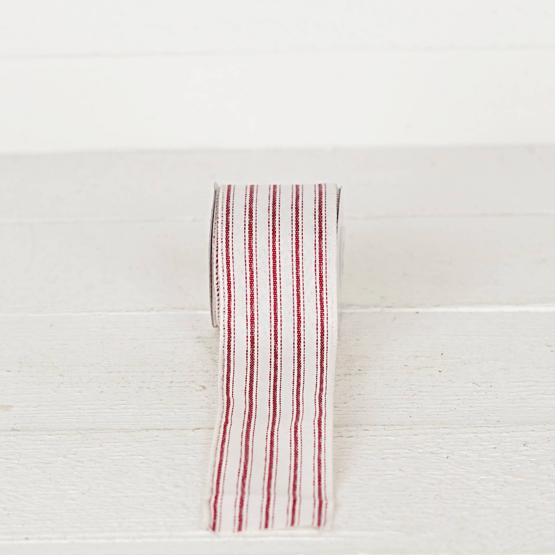 French Red White Stripe Wired Ribbon - Posh West Boutique