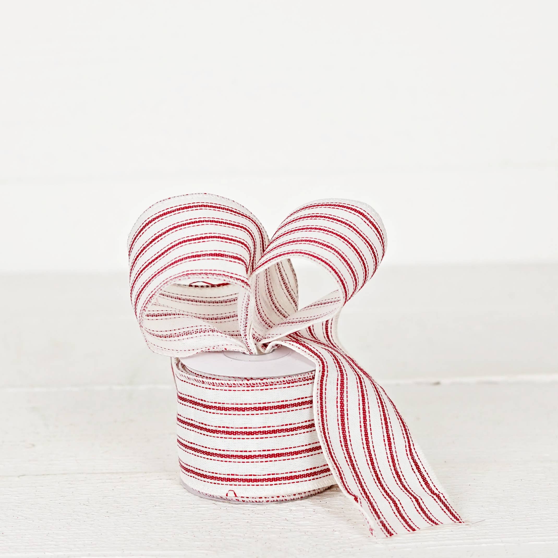 French Red White Stripe Wired Ribbon - Posh West Boutique