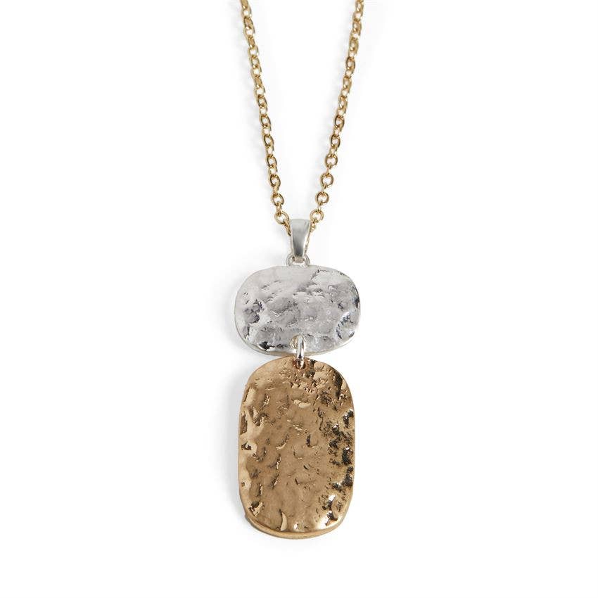Tri Shape Dangle Necklace - Mixed Metal - Posh West Boutique