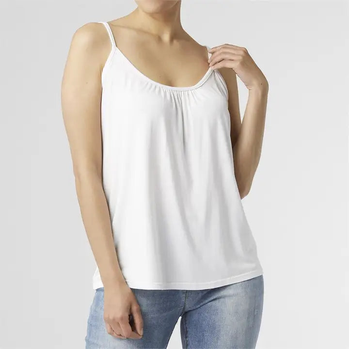 White Adjustable Gathered Cami - Posh West Boutique