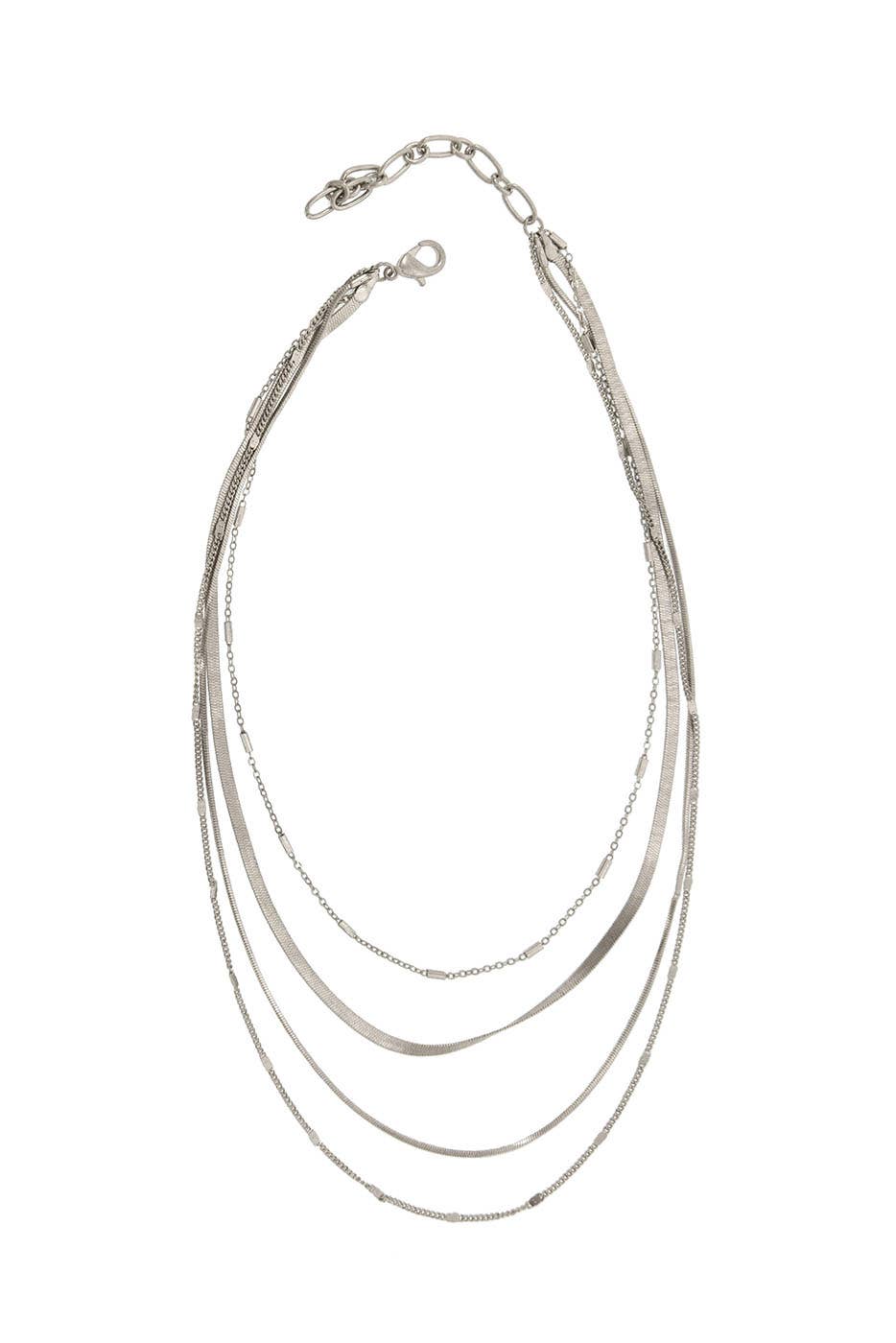 Silver 4 Row Chain Necklace - Posh West Boutique