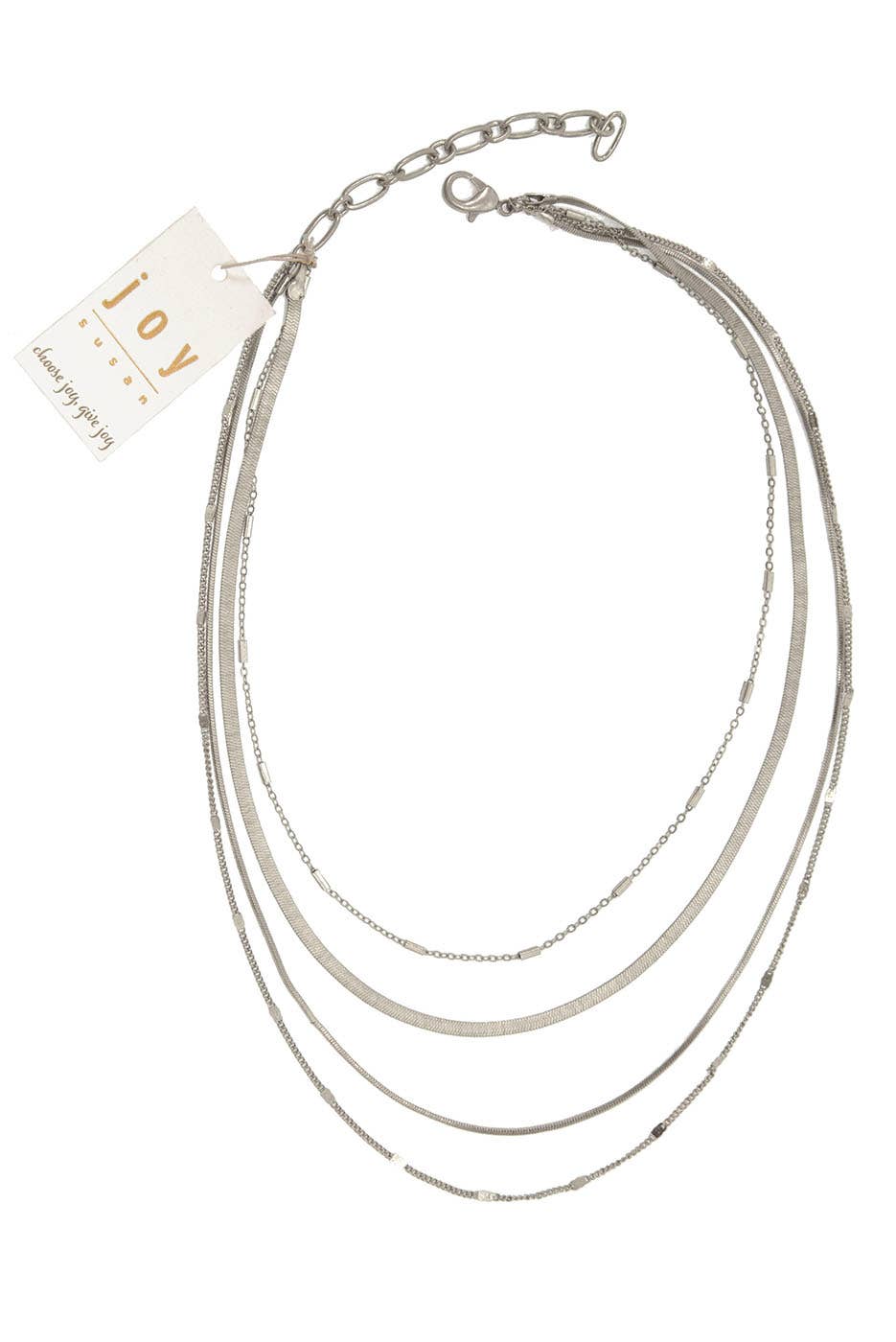 Silver 4 Row Chain Necklace - Posh West Boutique
