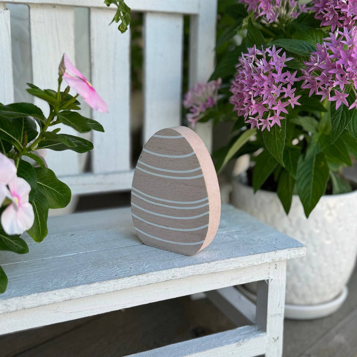 Sm. Pink Curvy Stripe Egg - Posh West Boutique