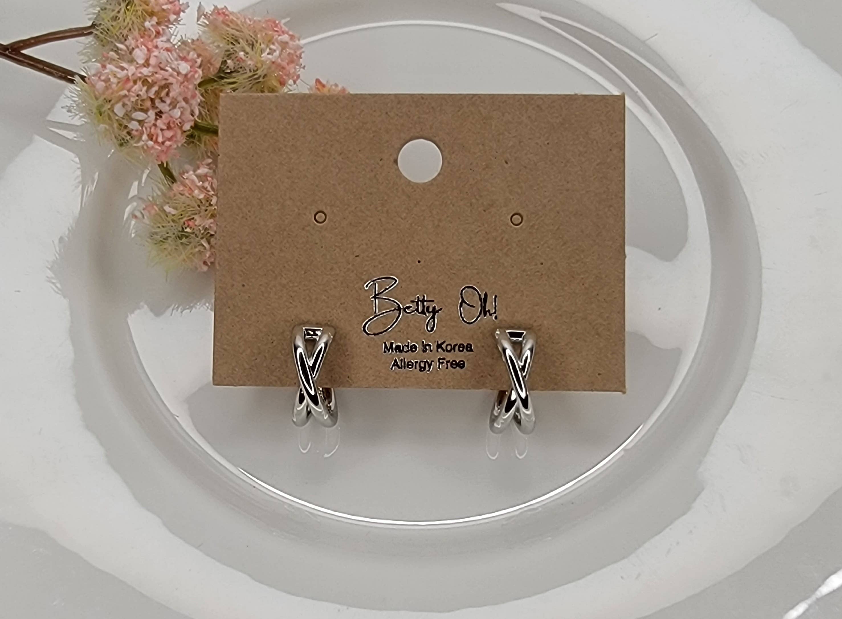 Small Silver Crossing Hoops Earrings - Posh West Boutique