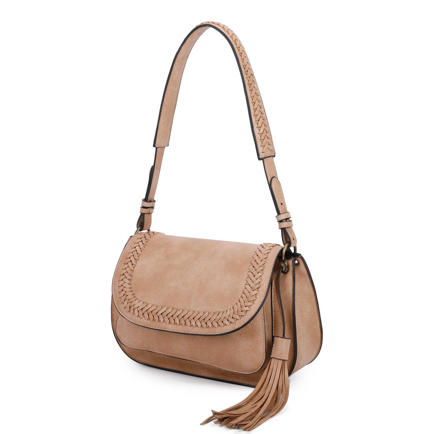 Alice Classic Vegan Leather Saddle Satchel Woven Bag - Posh West Boutique