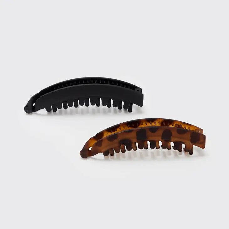 Black and Tort Banana Clip 2 pc Set - Posh West Boutique