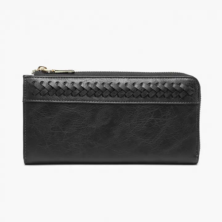 Black Braided Zip-Top Wallet - Posh West Boutique