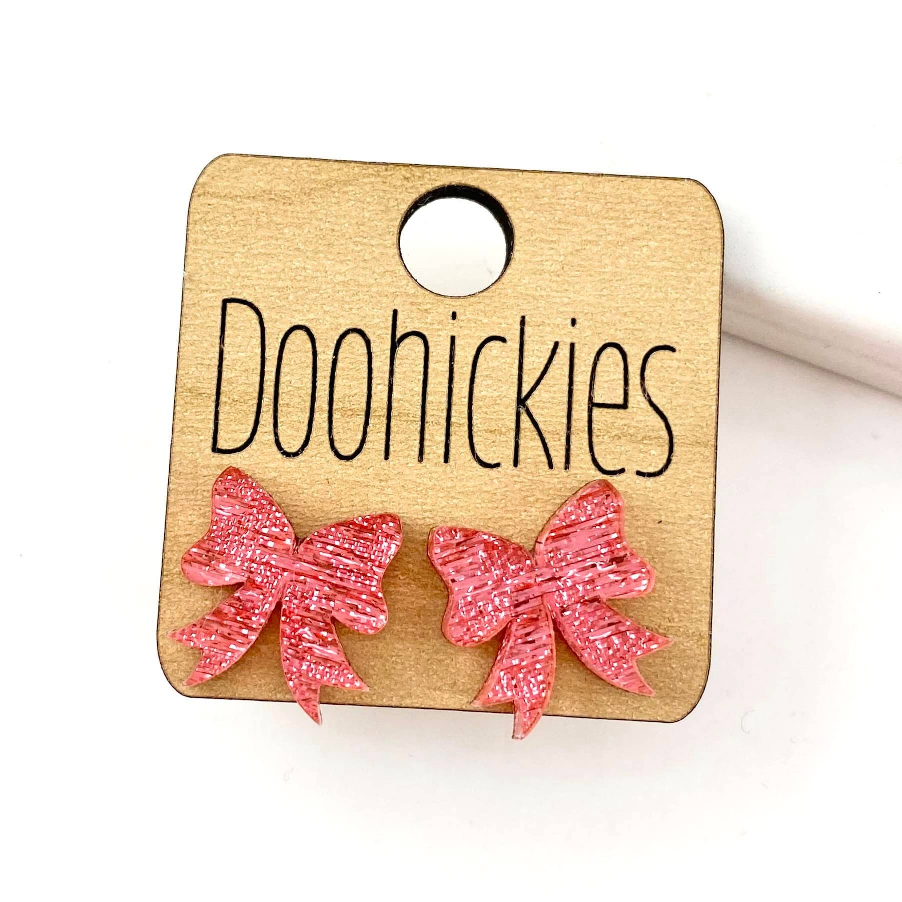 Pink Bow Studs - Posh West Boutique