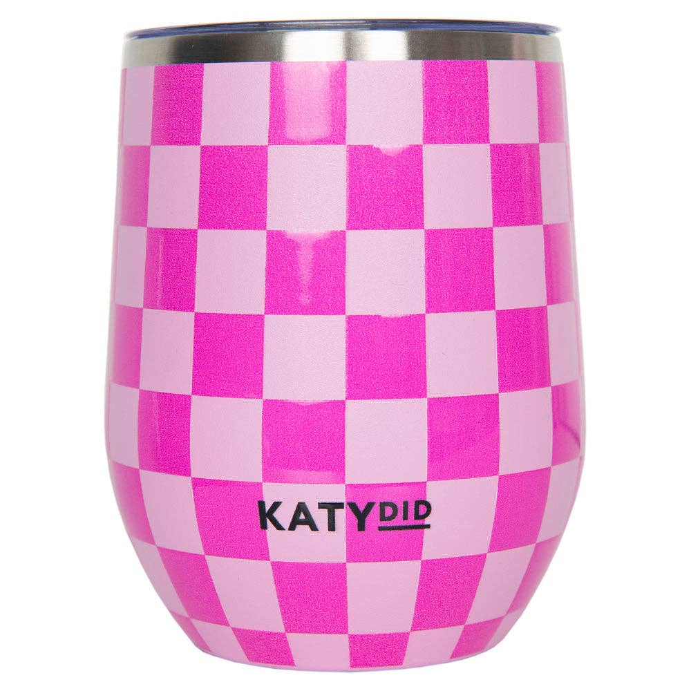 Pink Checker Insulated Wine Tumbler - Posh West Boutique