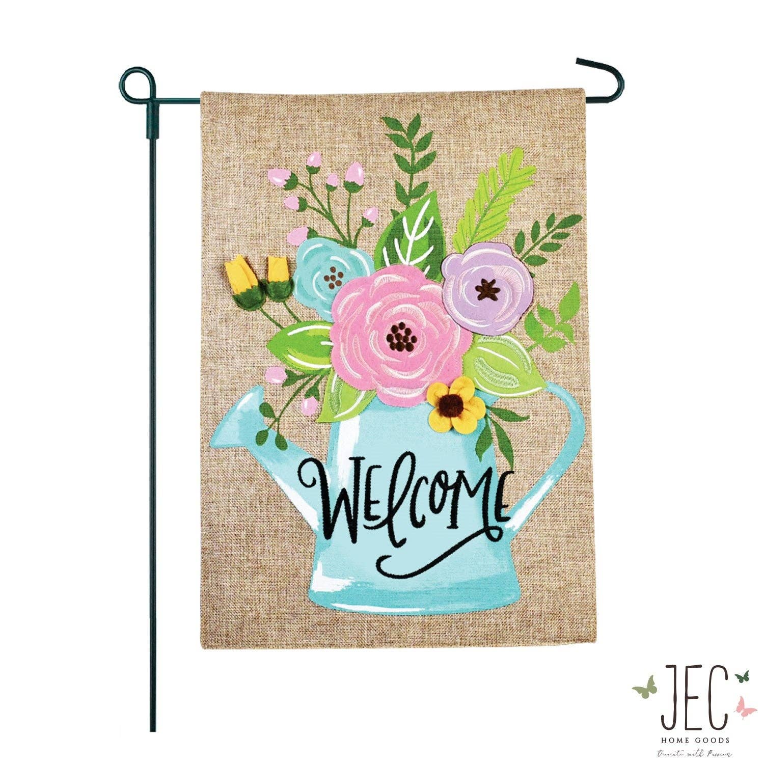 Watering Can Burlap 2-Sided Garden Flag - Posh West Boutique