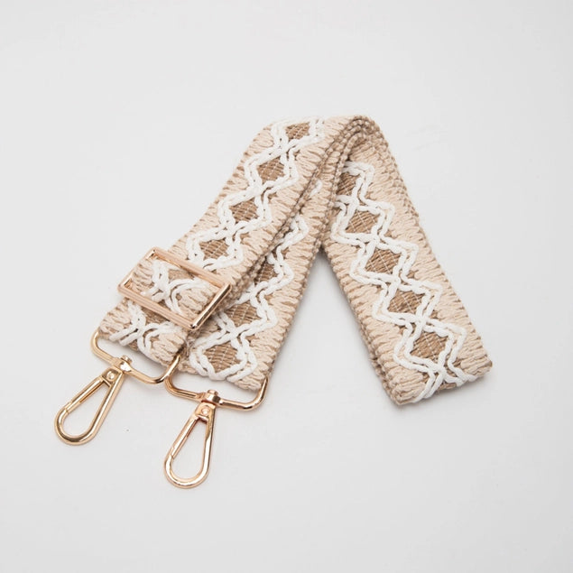 Beige White Wave Pattern Guitar Strap for Purses - Posh West Boutique