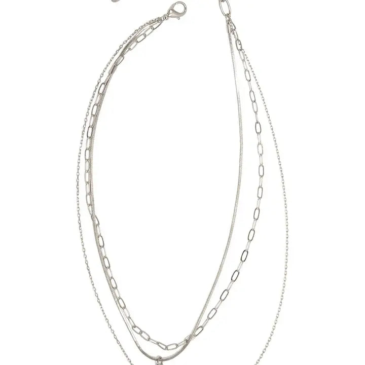 Silver 3 Chain Heart Necklace - Posh West Boutique