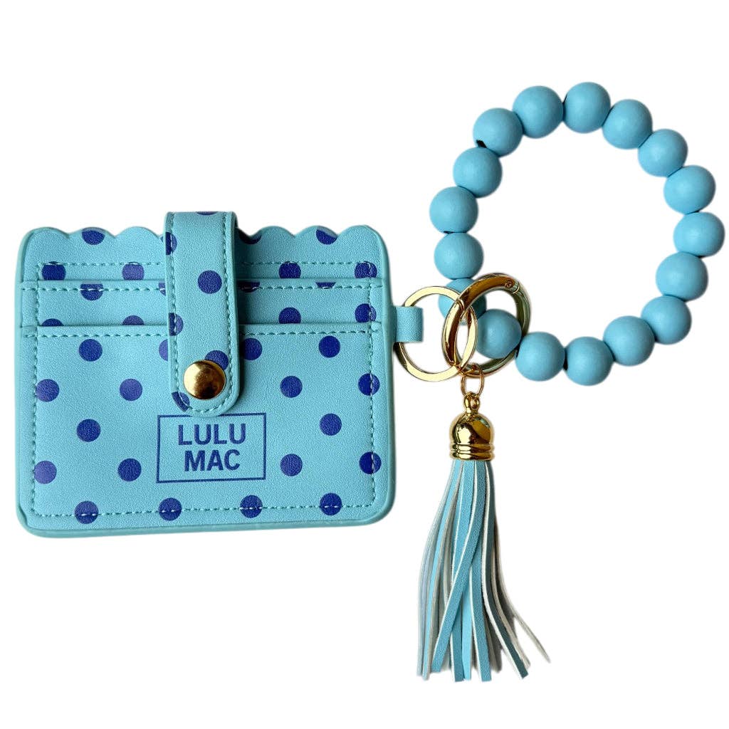 Blue and Navy Polka Dot Wristlet Wallet