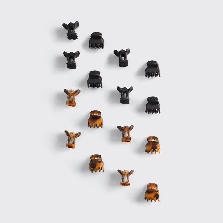 Black & Tort Mini Claw Clips 16pc - Posh West Boutique