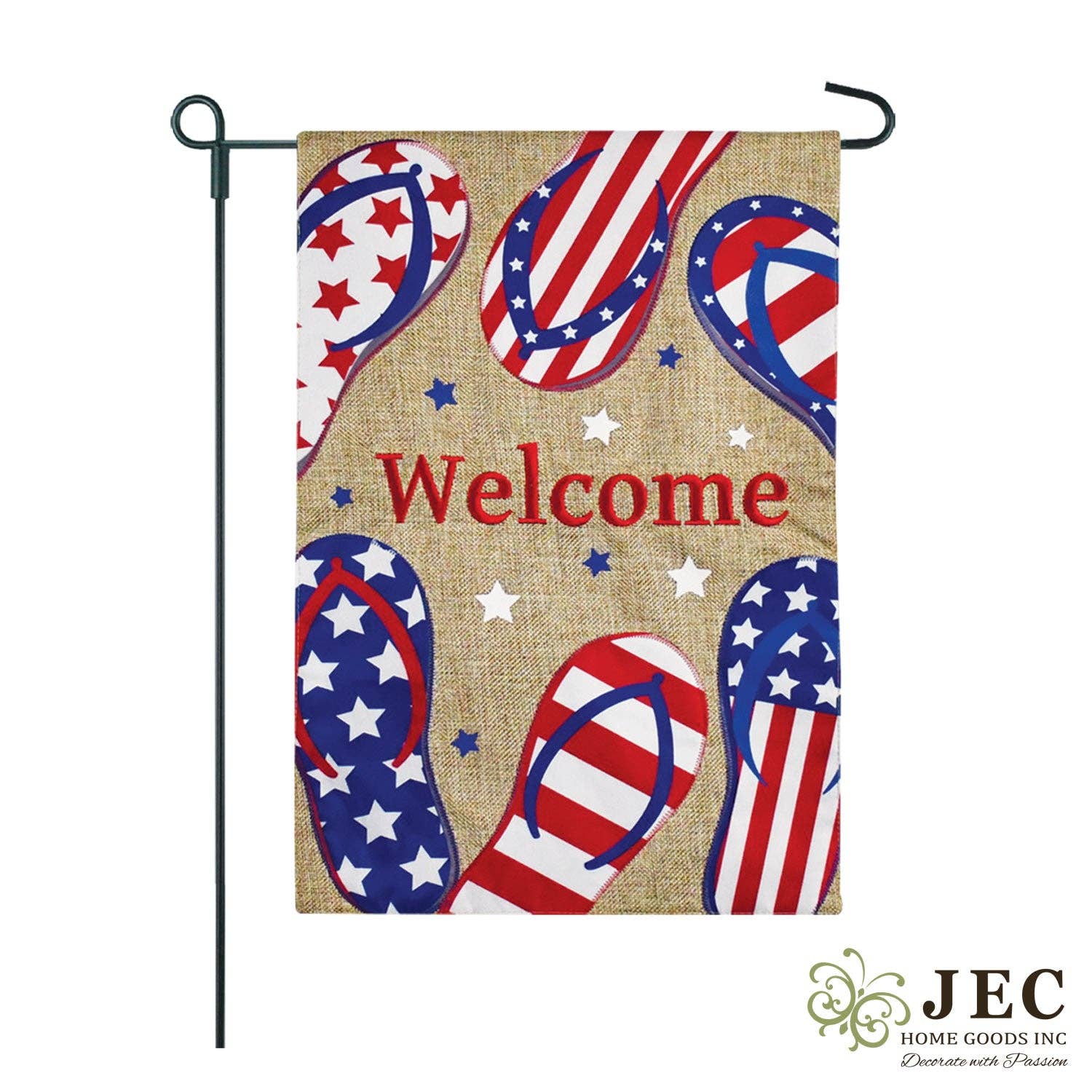 Americana Flip Flop Burlap 2-Sided Garden Flag - Posh West Boutique