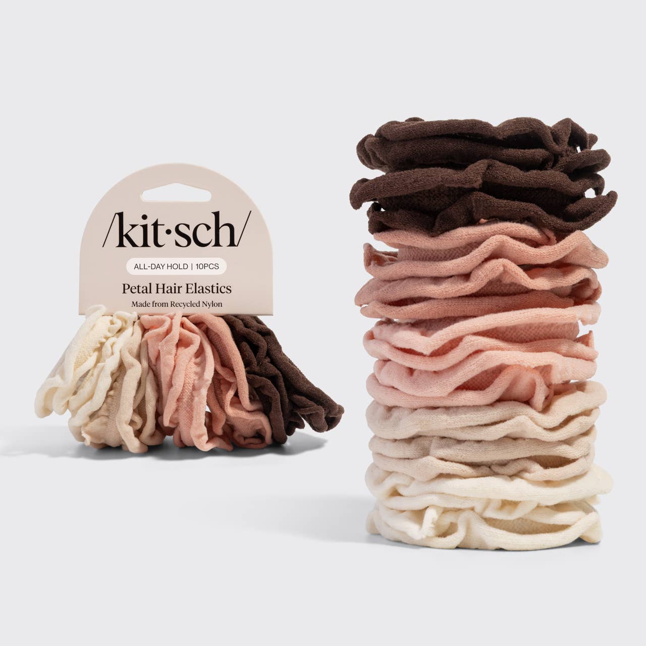 Recycled Fabric Petal Hair Elastics 10pc Set - Blush - Posh West Boutique