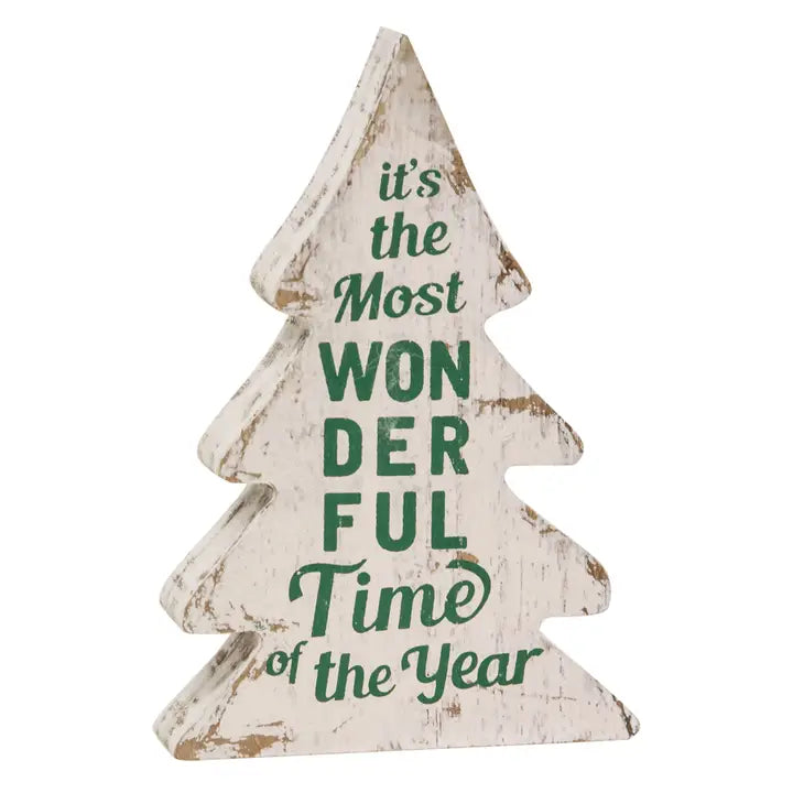 Most Wonderful Time of Year Distressed Wooden Trees