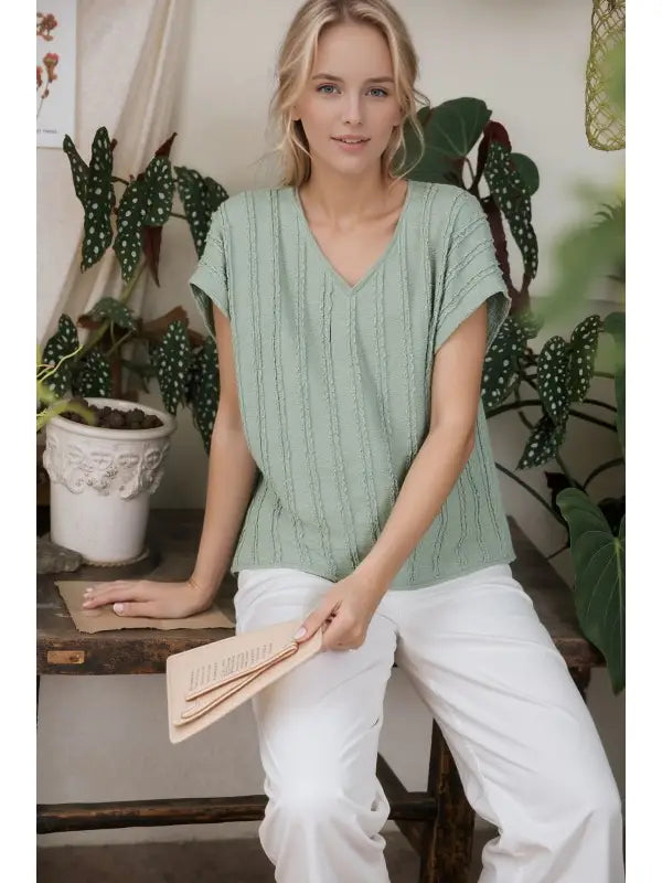 Sage Short Sleeve Relaxed Fit Top - Posh West Boutique