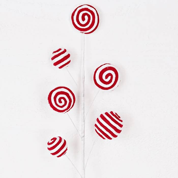 23in Spray-Pom Pom Peppermint Ball and Lollipop - Posh West Boutique