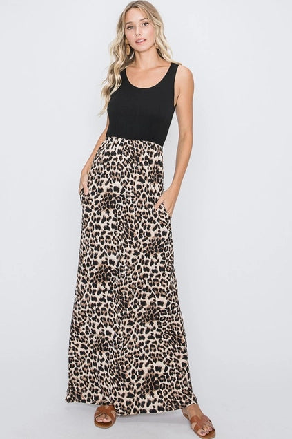 Black and Brown Animal Print Maxi Dress - Posh West Boutique