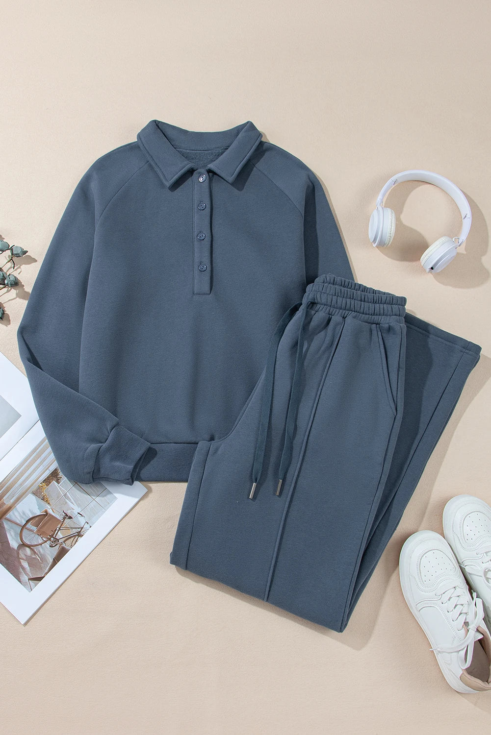 Sail Blue Collared Two Piece Set - Posh West Boutique