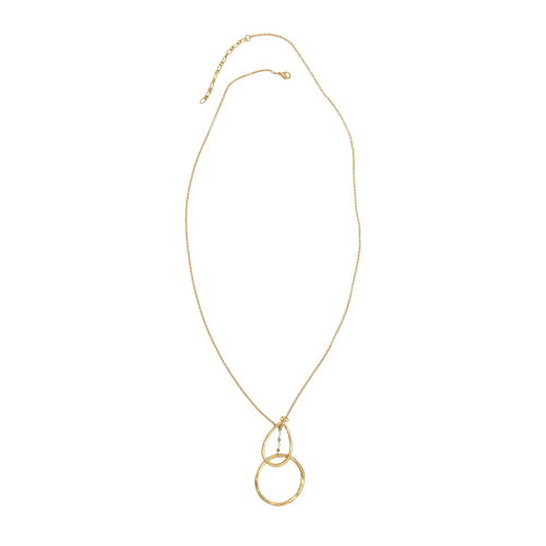 Gold Double Hoop Drop Necklace - Posh West Boutique