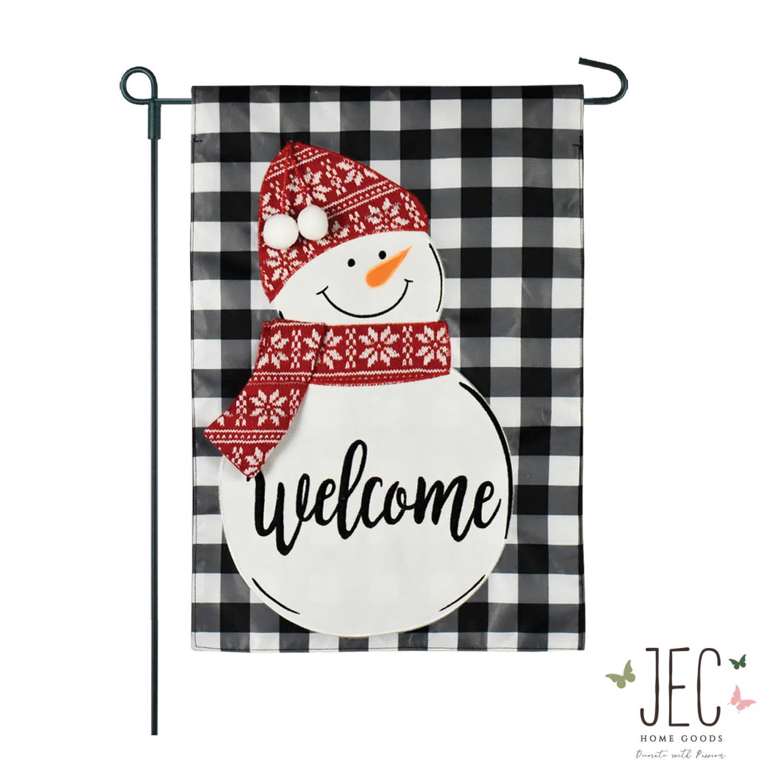 Christmas Winter Buffalo Check Snowman 2-Sided Garden Flag - Posh West Boutique