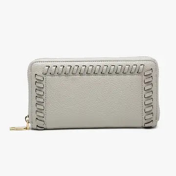Warm Grey Whipstitch Wallet - Posh West Boutique