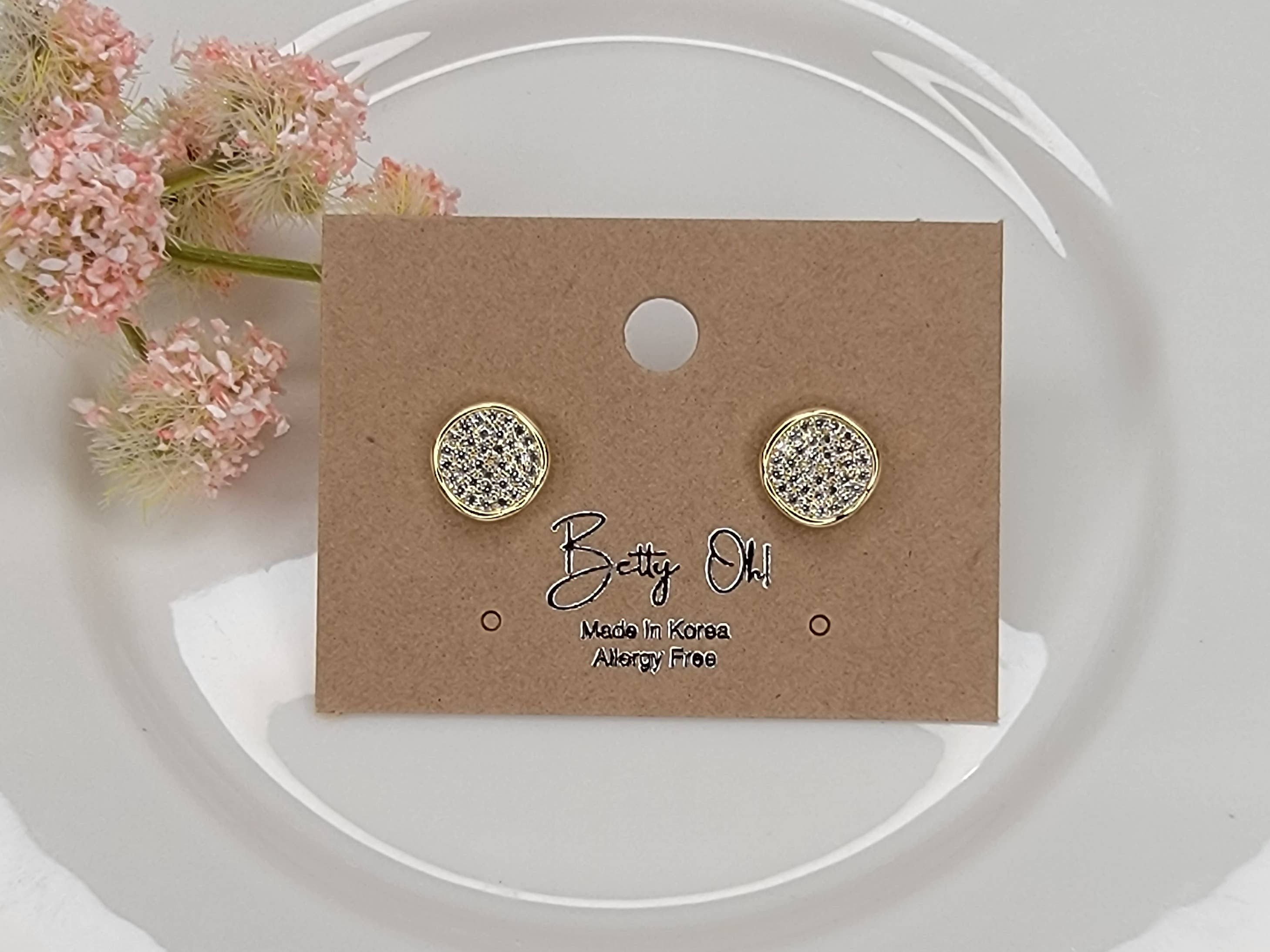 Gold Circle Pave Studs - Posh West Boutique