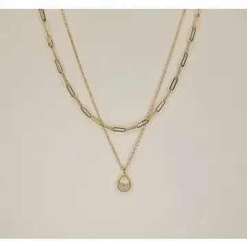 Betty Oh Tear Drop Double Layered Chain Necklace - Posh West Boutique