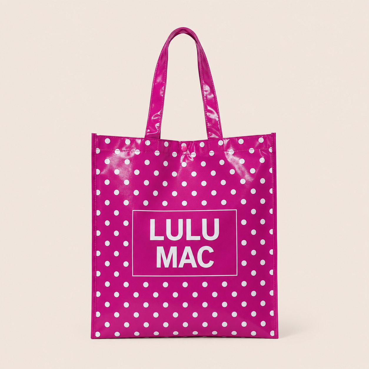 Hot Pink with White Polka Dots Reusable Tote