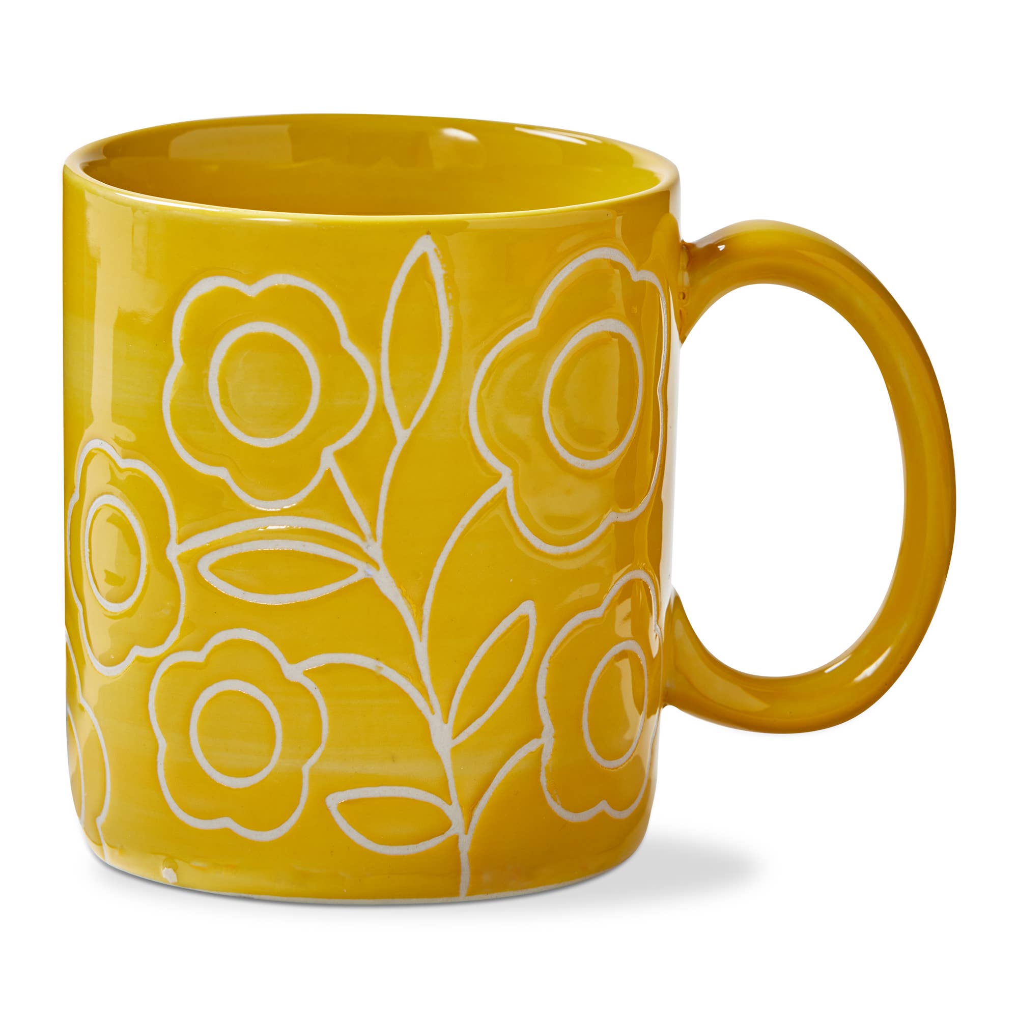 Zoey Flower Mug Yellow Stoneware Everyday - Posh West Boutique