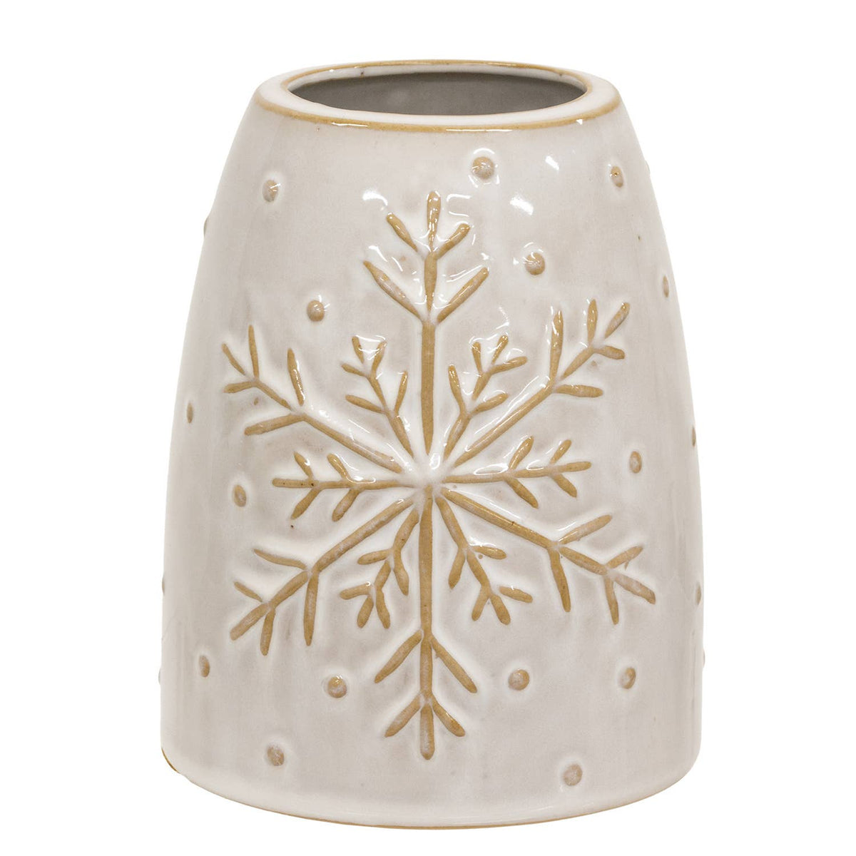 Ceramic Embossed Snowflake Vase - Posh West Boutique