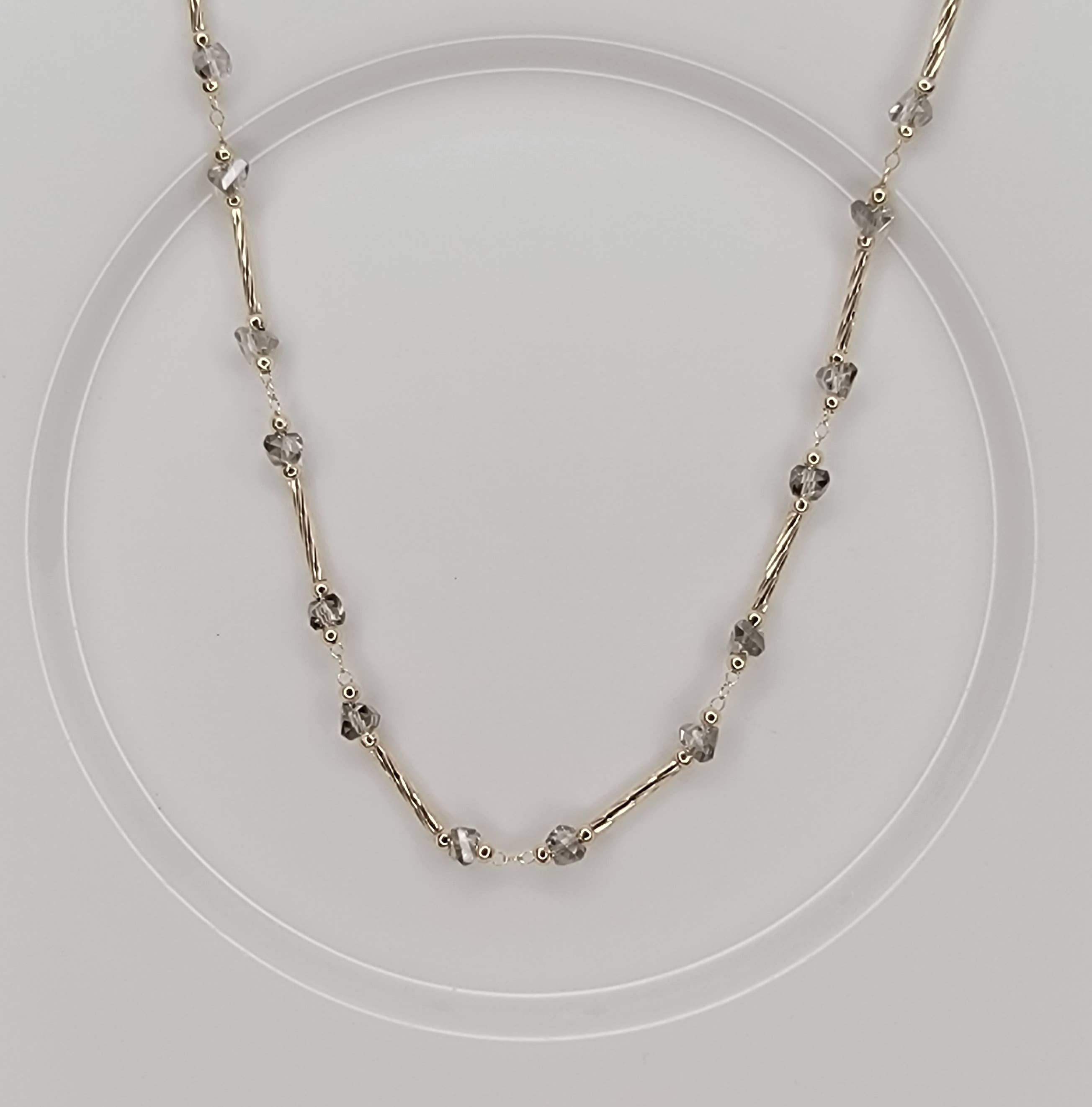 Gold Link Necklace with Beads