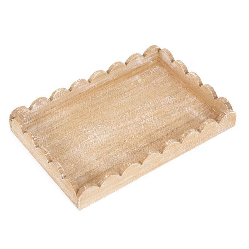 Wood Scallop Tray - Posh West Boutique