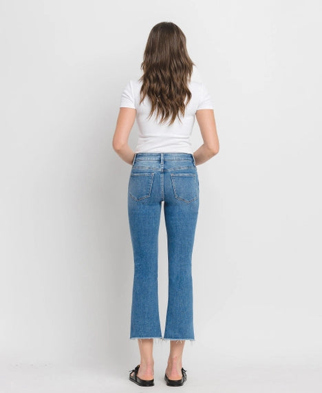 Vervet Mid Rise Raw Step Hem Kick Flare Jeans - Posh West Boutique